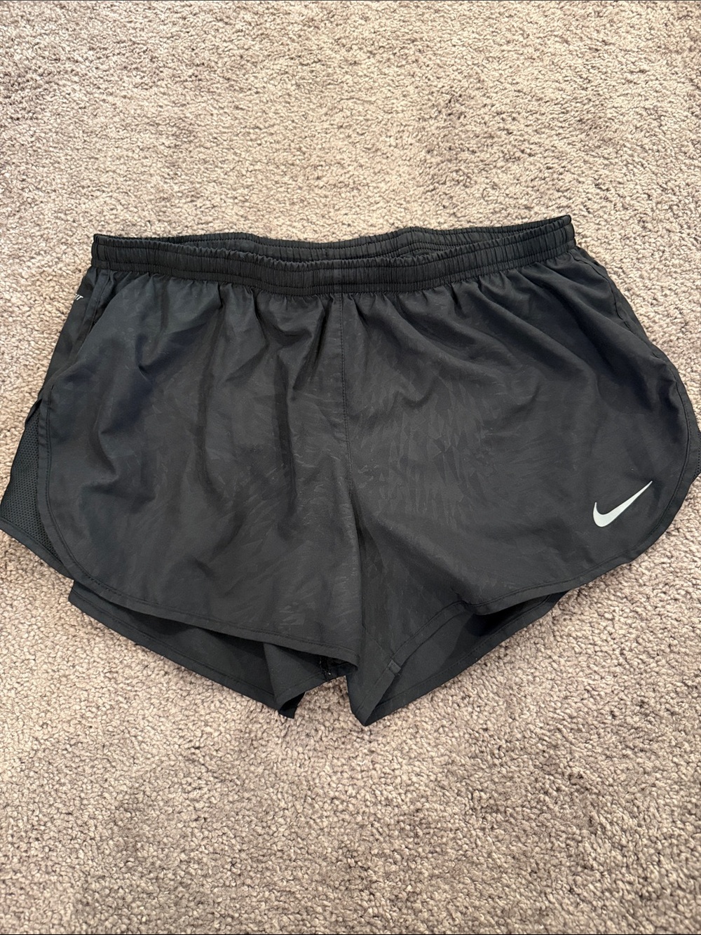 Nike Black Women's Athletic Running Shorts with Silver Swoosh